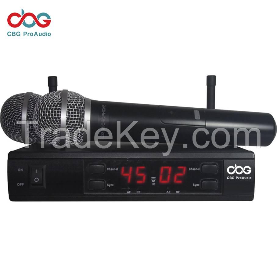 100 CHN UHF PLL Dual Wireless Microphone