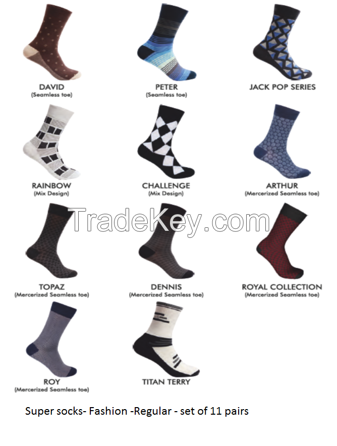 Men's socks- Fashion - Regular - set of 11 pairs.