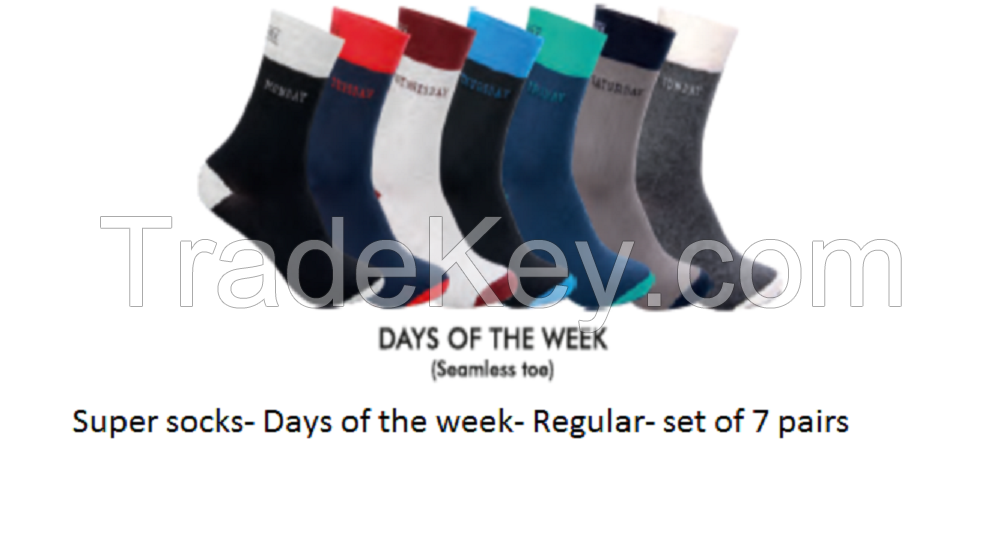 Men's socks- Days of week- Regular - set of 7 pairs