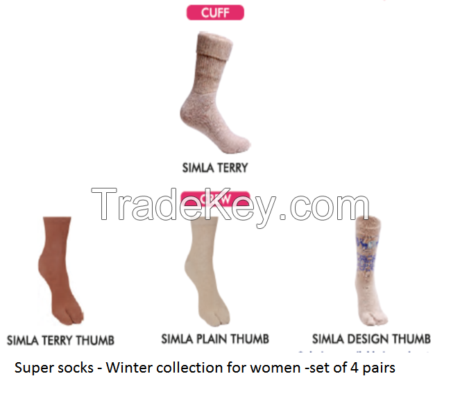 Women's socks- winter collection for women - set of 4 pairs