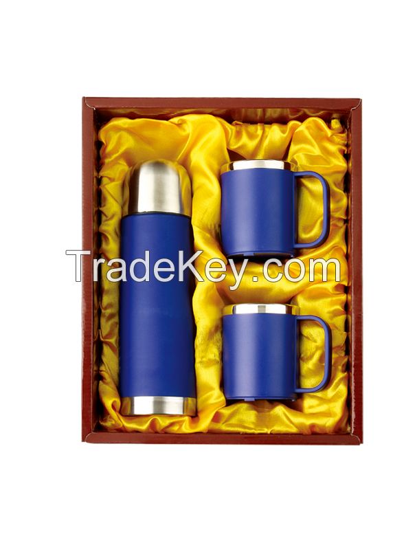 promotional gift set, stainless steel vacuum thermos and travel mug