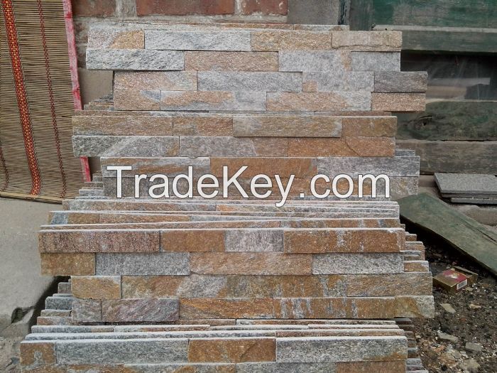Quartzite Cultured Stone Wall Cladding, Rusty Ledgestone Wall Panel, Veneers