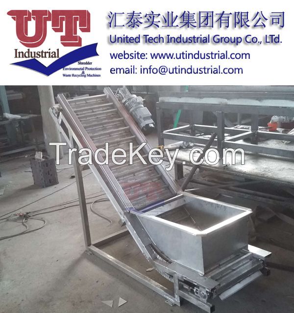 Customized charge and discharge chain conveyor, slat chain conveyor, Chain Scraper Conveyor , Stainless Steel Link Plate Conveyor
