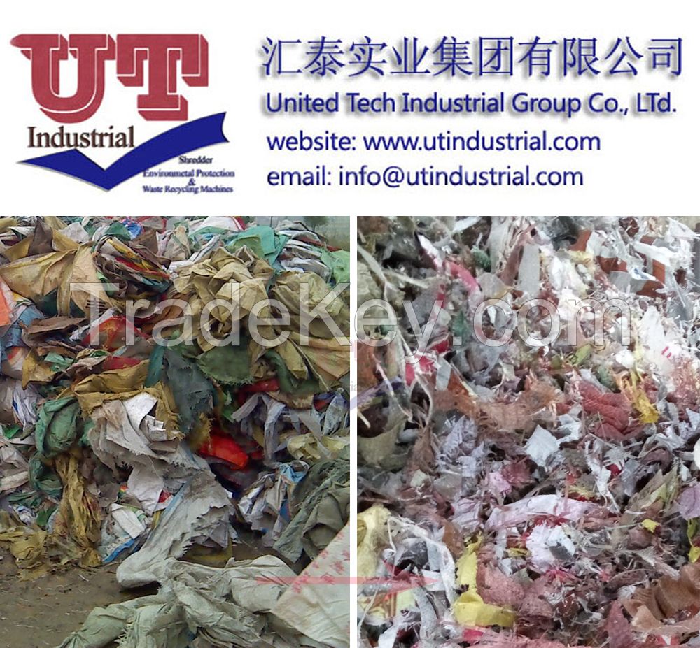 waste jumbo bag shredder, waste plastic jumbo bag crusher, plastic HDPE bag shredder, double shaft shredder / plastic recycling machine