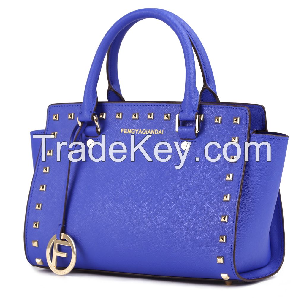 2014 women leather studs top handle bags , women leather shoulder bags