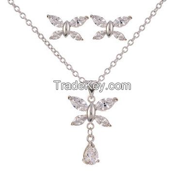 Butterfly Platinum-plated Zircon Jewelry Sets