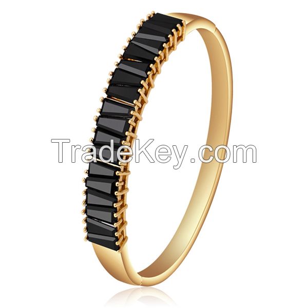 Alloy bangle with rhinestone enameled hollow-out, for women