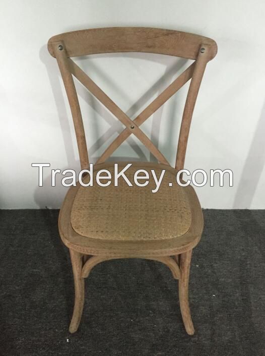 French Style Antique Oak Wood cross back chair