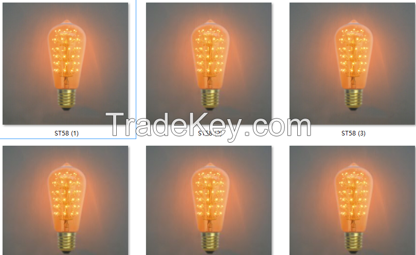 China factory nostulgic LED light bulbs Decorative Vintage Antique Led Bulbs ST58 Edison Bulbs E27 110V-130V 3w