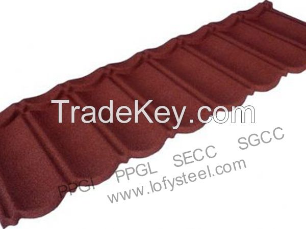 Roof Tiles - Stone Chip Coated Steel Roof Tiles , RED