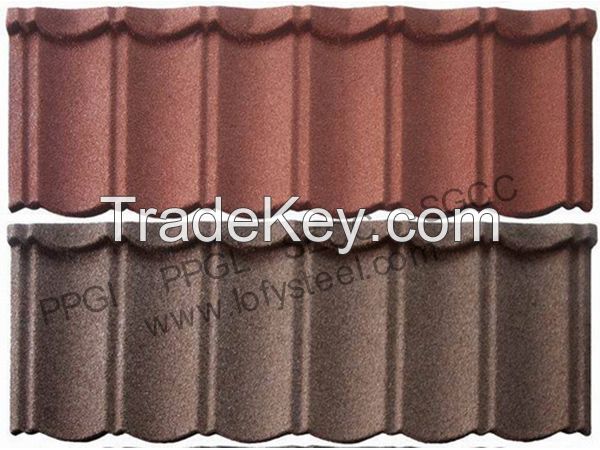 Roof Tiles - Stone Chip Coated Steel Roof Tiles, BROWN AND ORANGE