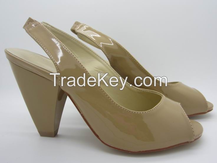 European and American exports of crude fish head with high-heeled shoes women sandals pull with the new work shoes beige summer 2014