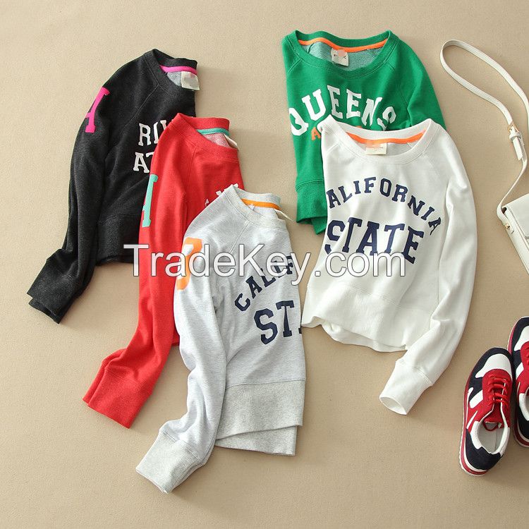 2014 autumn paragraph letters printed cotton short section of loose cotton Sweatshirts Circle