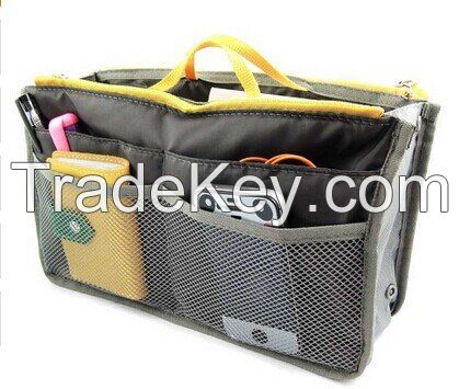 Grey Purse Insert Organizer Expandable with Handles