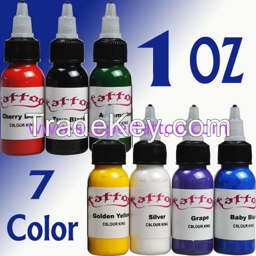 Tattoo Inks Pigment Kit 7 Beautiful colours Each Bottle 30ml 7OZ Total for Tips Supply