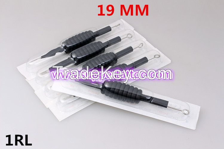 10pcs 1RL Disposable Black Sterilized 19mm Grip Tube Tip Needle