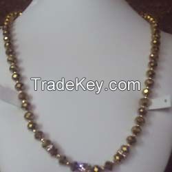 Golden Crystal Bead Necklace