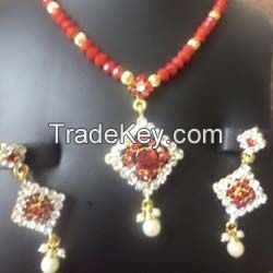 Red Crystal Stone Necklace Set