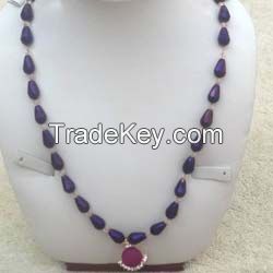 Violet Crystal Bead Necklace