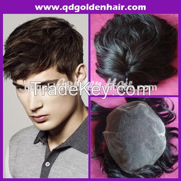 Hot Sale High Quality 100% Human Hair Men Hair Toupee Hair Piece For Black Men