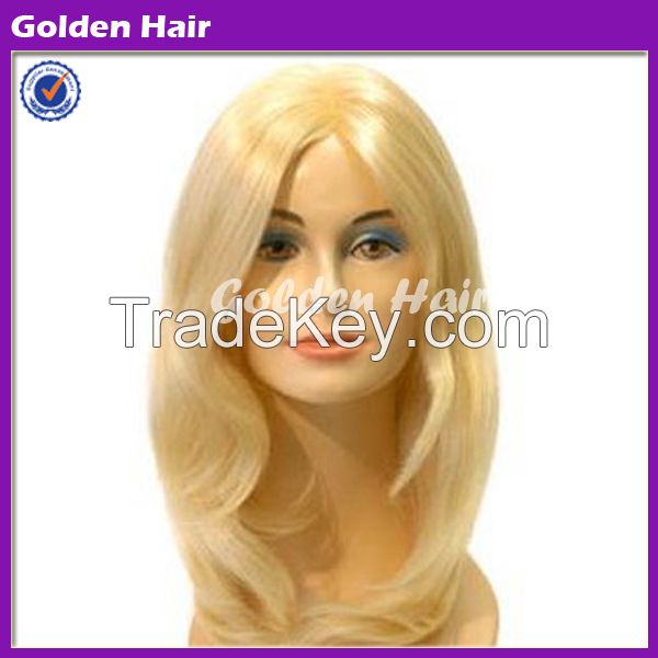 Golden Hair High Quality Virgin Remy Human Hair Mono Wig, Mono Top Wig, Monofilament Wig