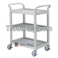 HS-808A-3 Hospital Trolley, Medical Cart, Three Tiers Cart, White Color