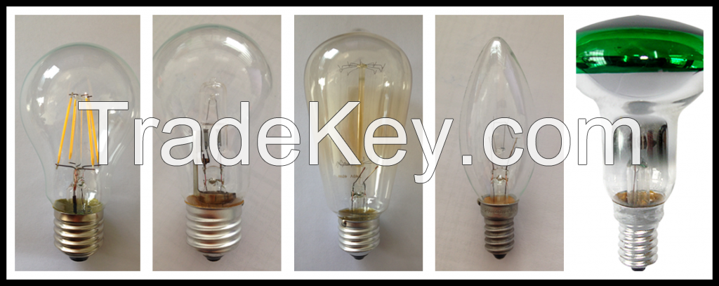 A19(A60) LED Filament Bulb, ST64 Antique Bulb 19 Anchors, A19(A60) ECO Halogen Bulb, C35 Candle Incandescent Bulb, R50 Outside Green Reflector Bulb (ref:D/Dinghui)