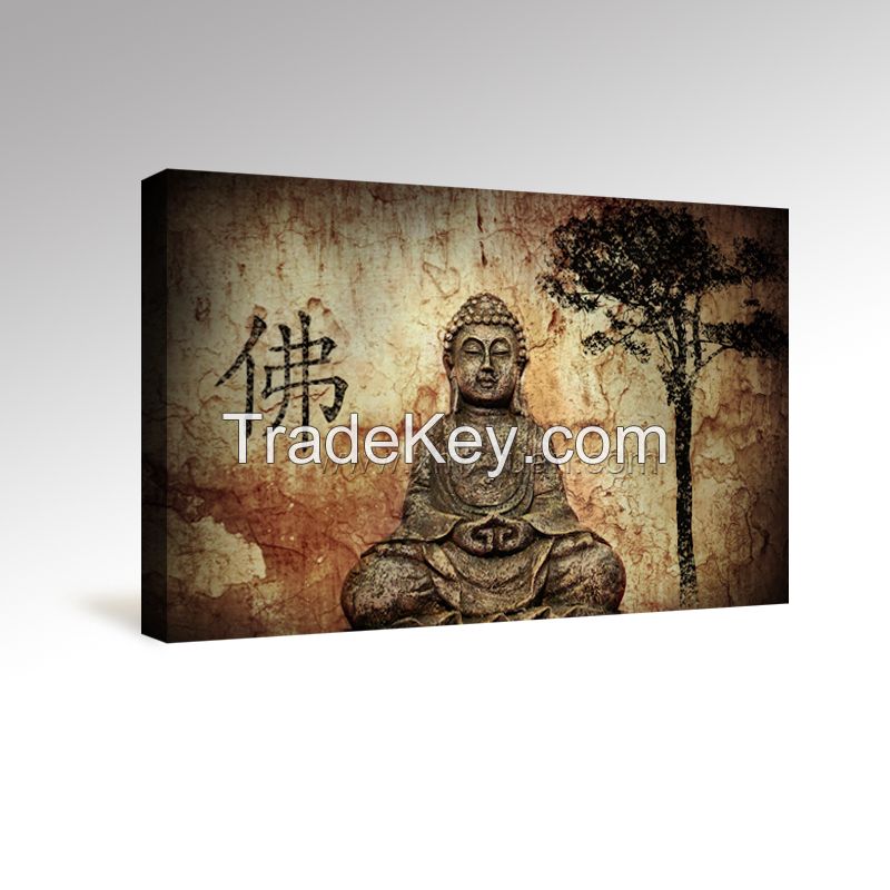 Stretched Canvas Prints, Peaceful BUDDHA, Strong Belief, Gallery Wrap Frame, Ready to Hang onto Wall