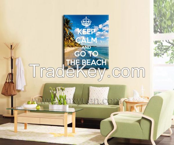 Canvas Wall Art, Gallery Wrap Framed, "Keep Calm and Go to the Beach", Inspiring Words Prints, Brighten Wall Display Use