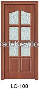 Interior  wooden door with glasses