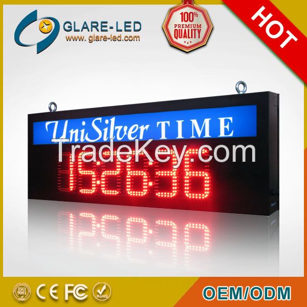 Blue 12 inch 4 digits outdoor led clock time date temperature sign