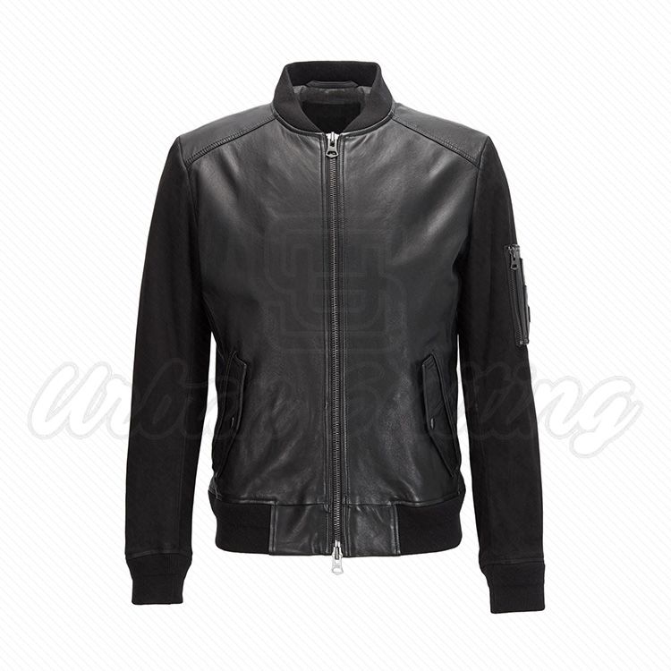 Men Leather Bomber Jacket USI-8890