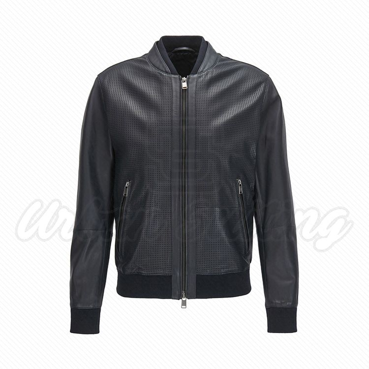 Men Perforated Leather Jacket USI-8879