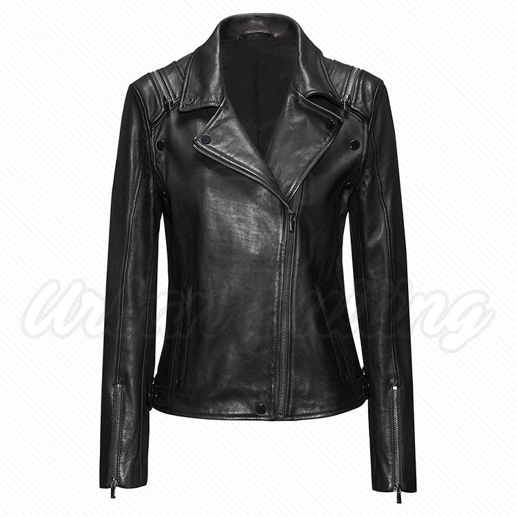 Ladies Leather Jacket with Detachable Sleeves USI-6029