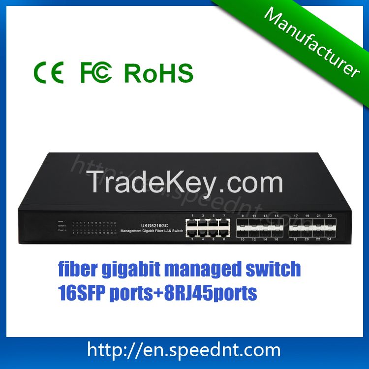Original Managed Gigabit Network Switch UK5216GC with BCM chip 8RJ45 ports 16 SFP ports for data aggregation in stock