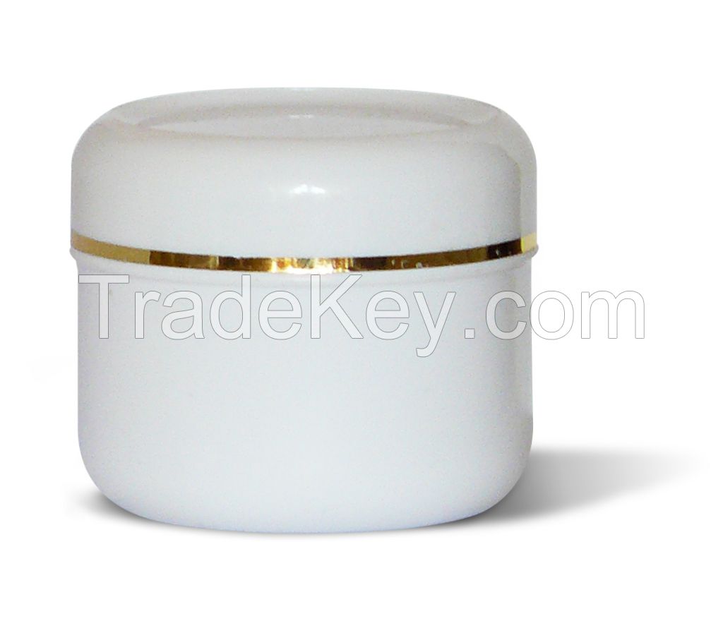 75ml (PS) white jar with golden lined white cap