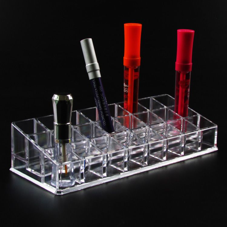Clear View Acrylic Makeup Cosmetics Organizer Lipstick Display Stand Rack Holder Box Case 24 Compartments
