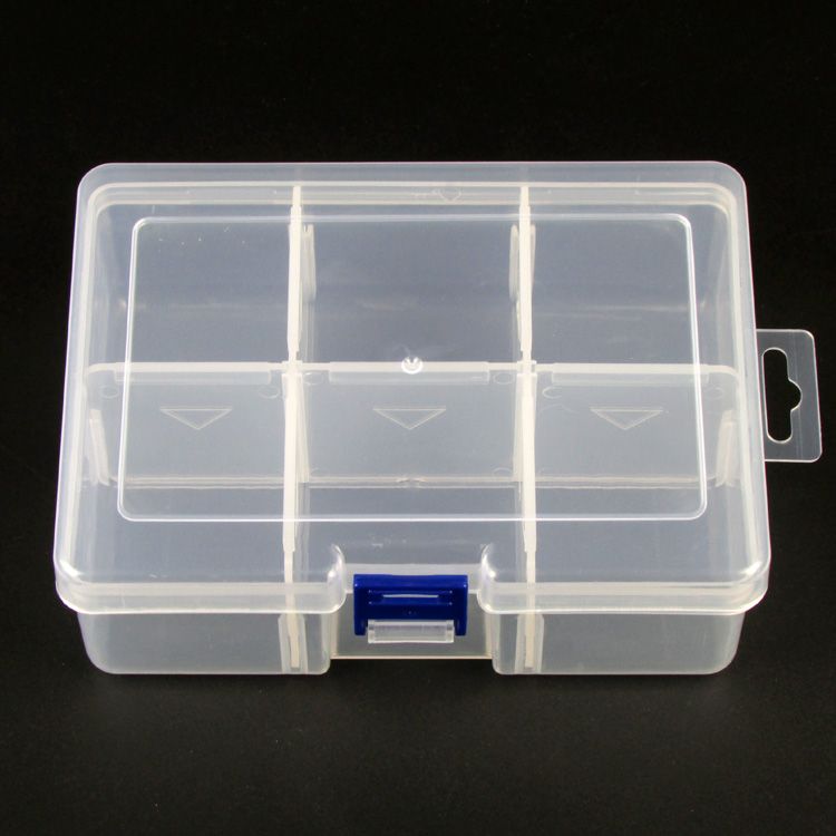 Plastic Adjustable Jewelry Collection Compartment Storage Bracelet Ring Necklace Earring Display Box Jewellery Case 6 Compartments Big Size