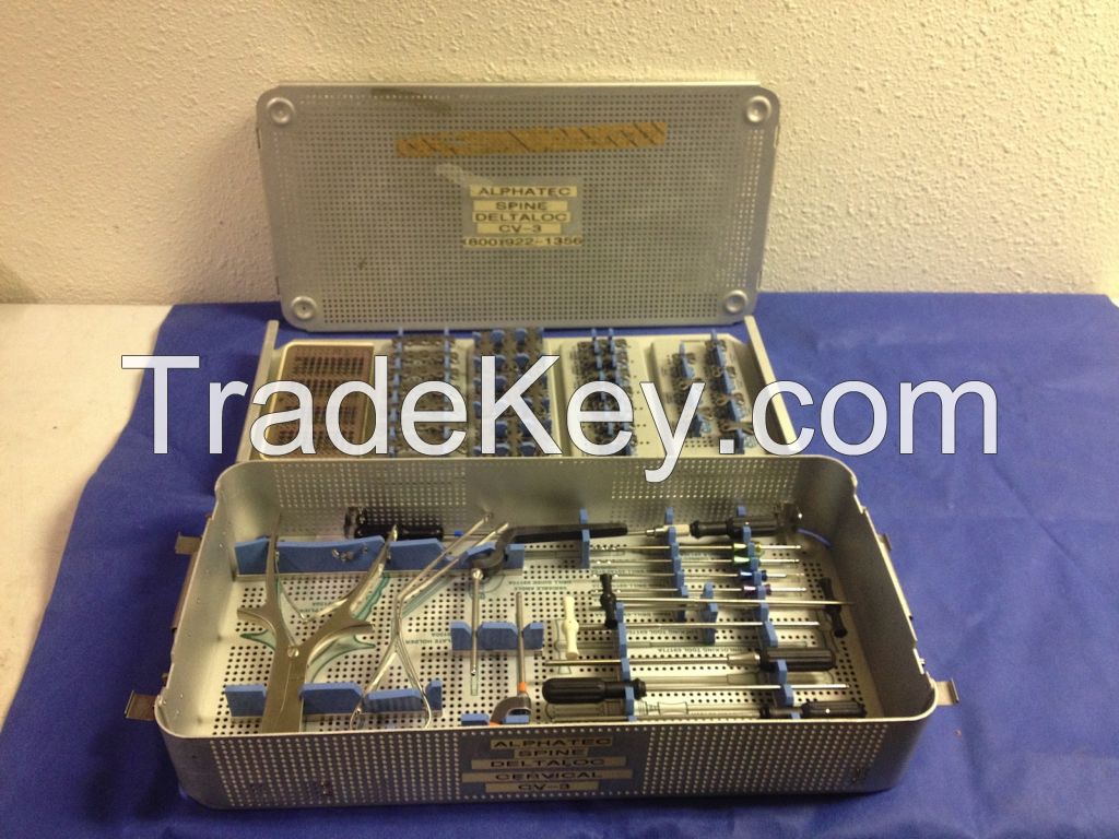 Alphatec DeltaLock Anterior Cervical Plate System with Instruments and Hardware.