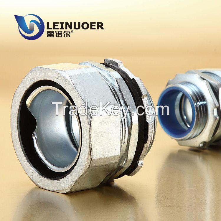 End style union/joint fitting for PVC coated metal flexible conduit/pipe/hose