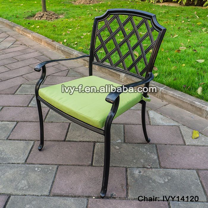 metal patio furniture cast aluminum arm chair stackable bronze dining chair #IVY14120