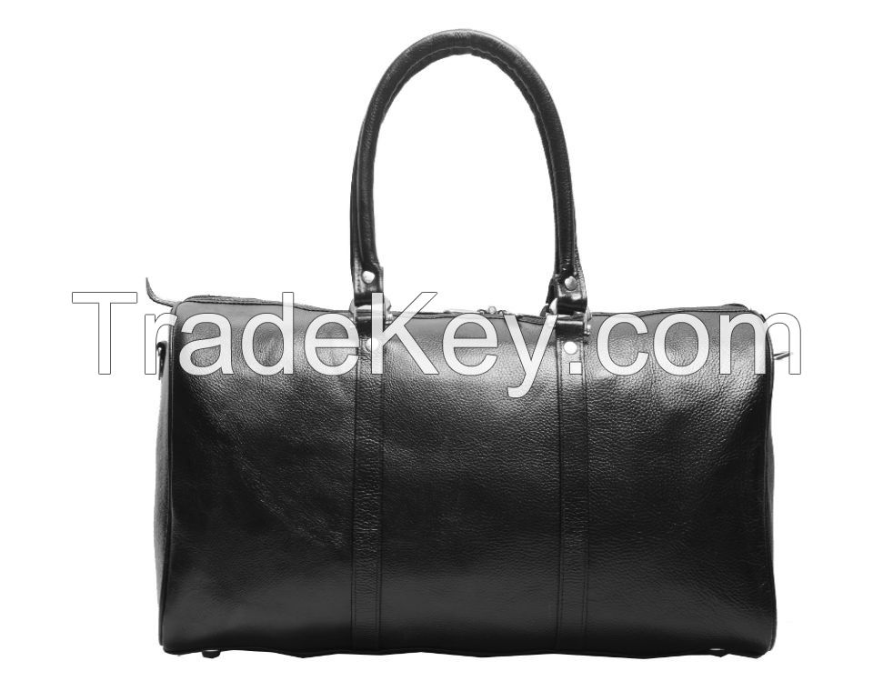 Black Leather Duffle Bag - K10