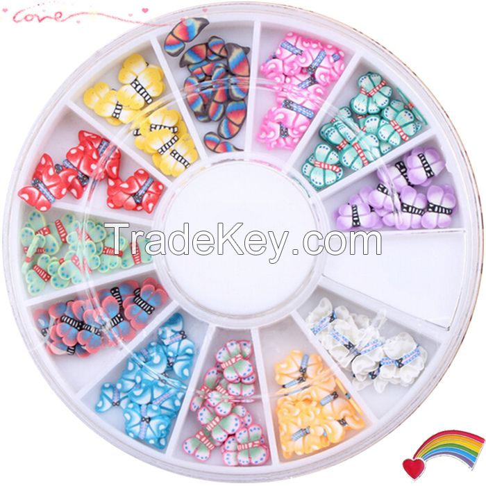 Diy nail beauty butterfly nail art decorations sticker polymer clay nail patches 12 styles per set