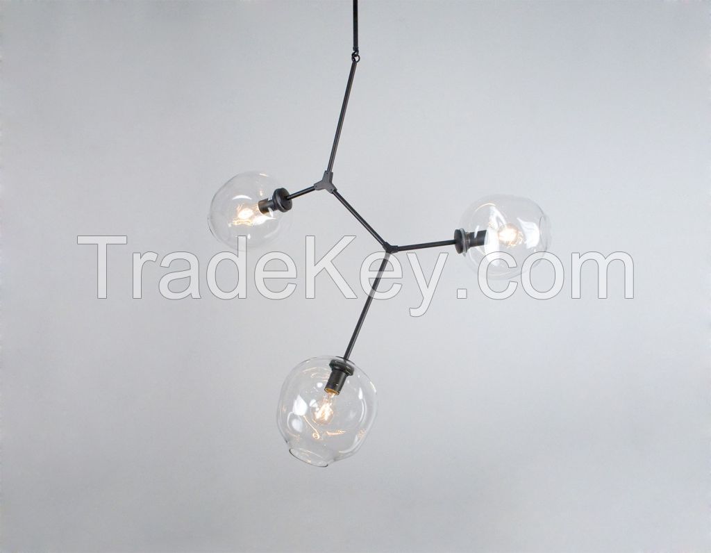 Lindsey Adelman 3 Globe Branching Bubble Glass Pendent Light, Modern Chandelier, Modern Living, Sitting, Dinning room, Bedroom, Kitchen, Restaurant, Lobby, bar, Hotel, Villa, Lounge, shopping center Lamp