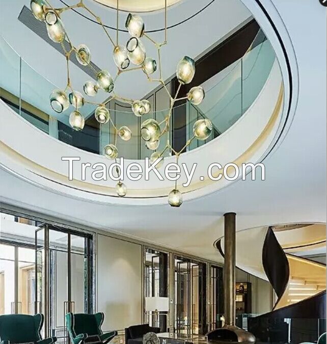 Lindsey Adelman 26 Globe Branching Bubble Glass Pendent Light, Modern Chandelier, Modern Restaurant, Lobby, bar, Hotel, Villa, shopping center Lamp