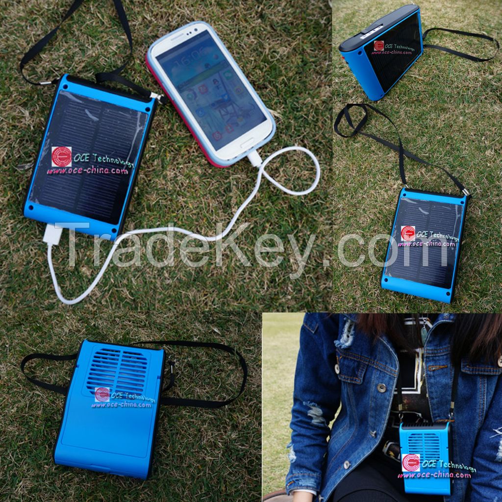 Portable summer solar cooling fan for running outside sports