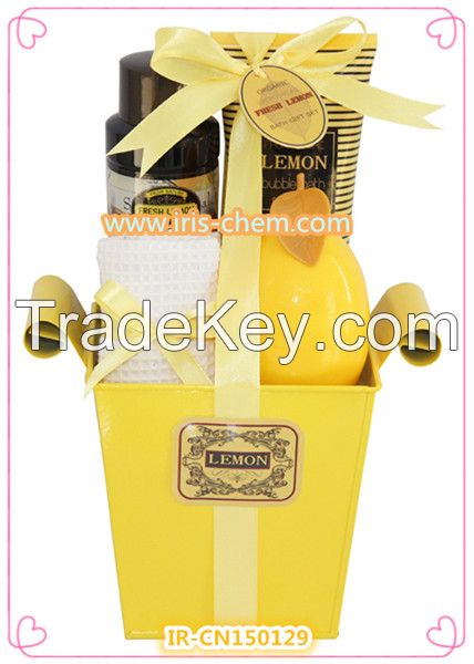 Lemon moisturizing skin care set with tin box