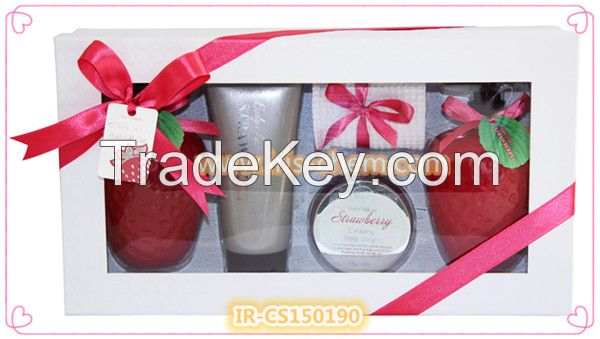 Moisturizing fruit fragance bath set of shower gel, bubble bath , body lotion, body scrub...