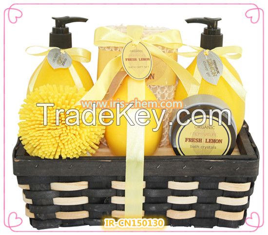 Lemon perfume bath gift set of shower gel , bubble bath , body lotion