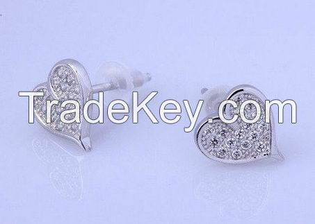 925 silver stud earrings, setting cubic zircon, k Gold plating